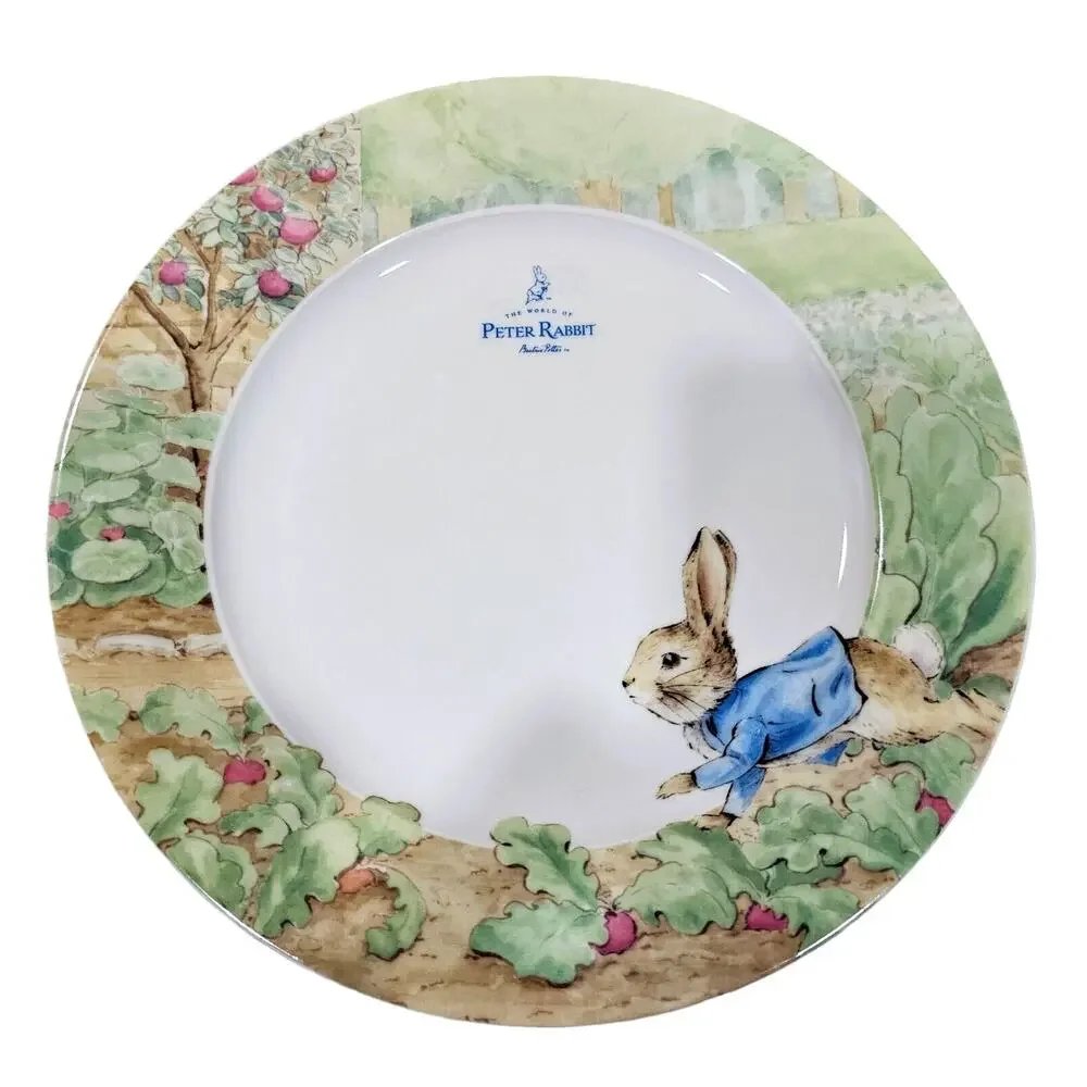 4pc Beatrix Potter Peter Rabbit Easter Bunny 10.5in Dinner Plates Spring Garden